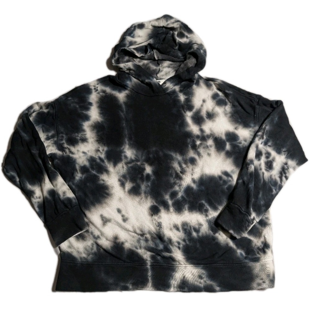 Sundry Tie Dye Hoodie Womens 0 XS Black Gray Made In USA Pullover Sweatshirt‎